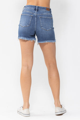 Judy Blue HW w/ Side Seam Fray Shorts - Bray and Em Boutique