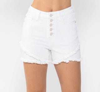Judy Blue HW White Tulip Hem Shorts - Bray and Em Boutique