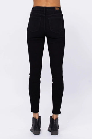 Judy Blue Jet Black Button Fly HR Skinny - Bray and Em Boutique