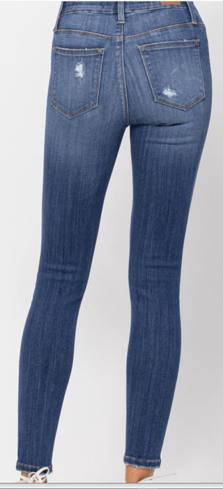 Judy Blue Mid Rise Destressed Jegging - Bray and Em Boutique
