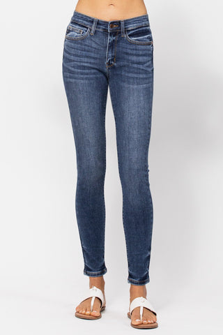 Judy Blue Mid Rise Handsand Skinny - Bray and Em Boutique