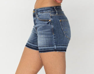 Judy Blue Mid Rise Release Hem Shorts - Bray and Em Boutique