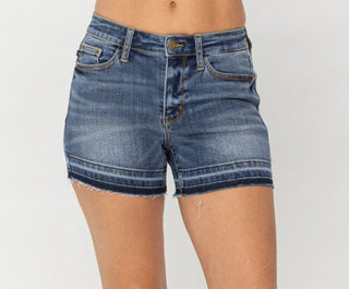 Judy Blue Mid Rise Release Hem Shorts - Bray and Em Boutique