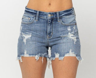 Judy Blue MR Destroy Hem Shorts - Bray and Em Boutique