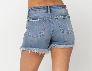 Judy Blue MR Destroy Hem Shorts - Bray and Em Boutique