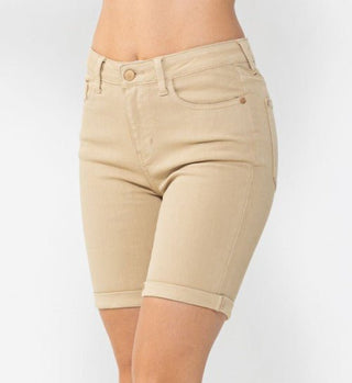 Judy Blue MR Khaki Bermuda Shorts - Bray and Em Boutique