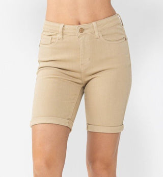 Judy Blue MR Khaki Bermuda Shorts - Bray and Em Boutique