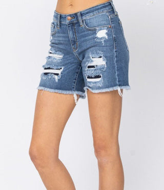 Judy Blue MR Patch Shorts - MEDIUM - Bray and Em Boutique