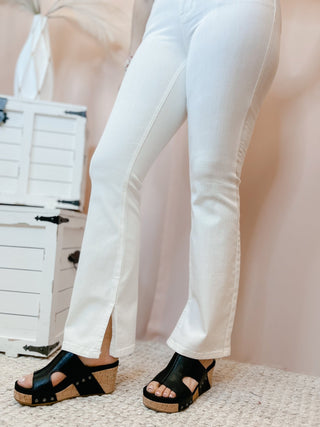 Judy Blue MR White w/Hem Slit Bootcut - Bray and Em Boutique