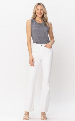 Judy Blue MR White w/Hem Slit Bootcut - Bray and Em Boutique