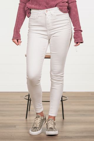 Judy Blue White Hi Rise Jeans - Bray and Em Boutique