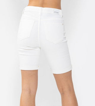 Judy Blue White MR Bermuda Shorts - Bray and Em Boutique