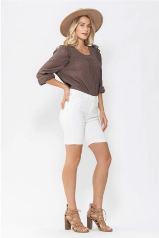Judy Blue White MR Bermuda Shorts - Bray and Em Boutique