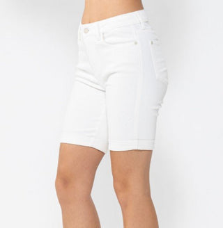 Judy Blue White MR Bermuda Shorts - Bray and Em Boutique
