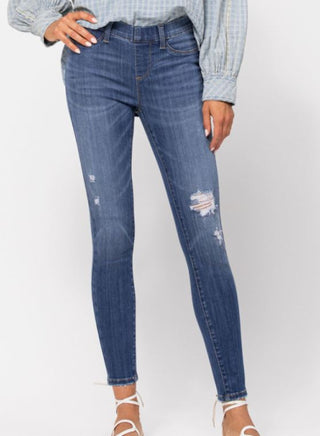 Judy Blue Mid Rise Destressed Jegging