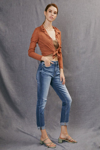 KanCan High Rise Cuffed Slim Straight - Bray and Em Boutique