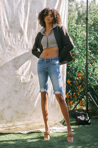 KanCan Yara MR Bermuda Shorts - Bray and Em Boutique