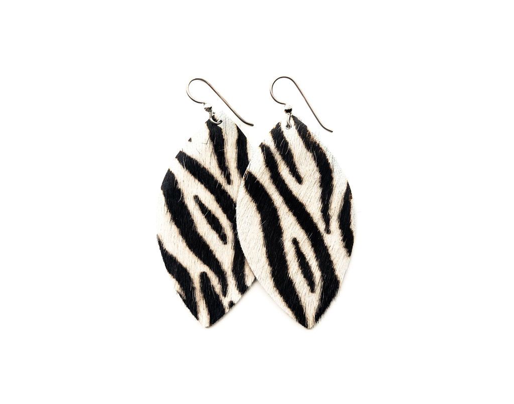 Animal Print Leather Earrings - Small