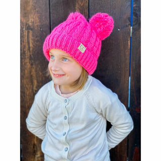 Kids Solid Double Pom Beanies - Bray and Em Boutique