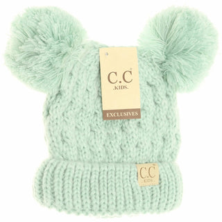 Kids Solid Double Pom Beanies - Bray and Em Boutique