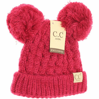 Kids Solid Double Pom Beanies - Bray and Em Boutique