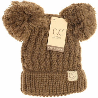 Kids Solid Double Pom Beanies - Bray and Em Boutique