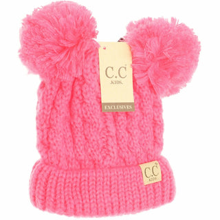 Kids Solid Double Pom Beanies - Bray and Em Boutique