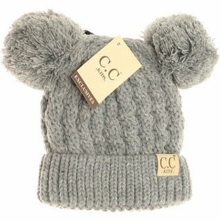 Kids Solid Double Pom Beanies - Bray and Em Boutique