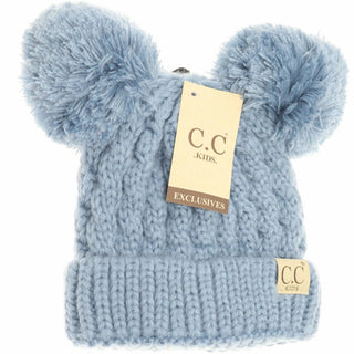 Kids Solid Double Pom Beanies - Bray and Em Boutique