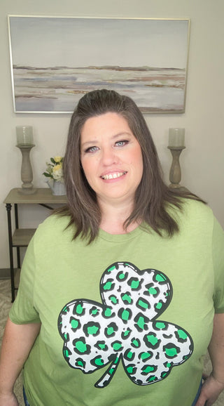 Leopard Clover Graphic Tee ** Final Sale** - Bray and Em Boutique