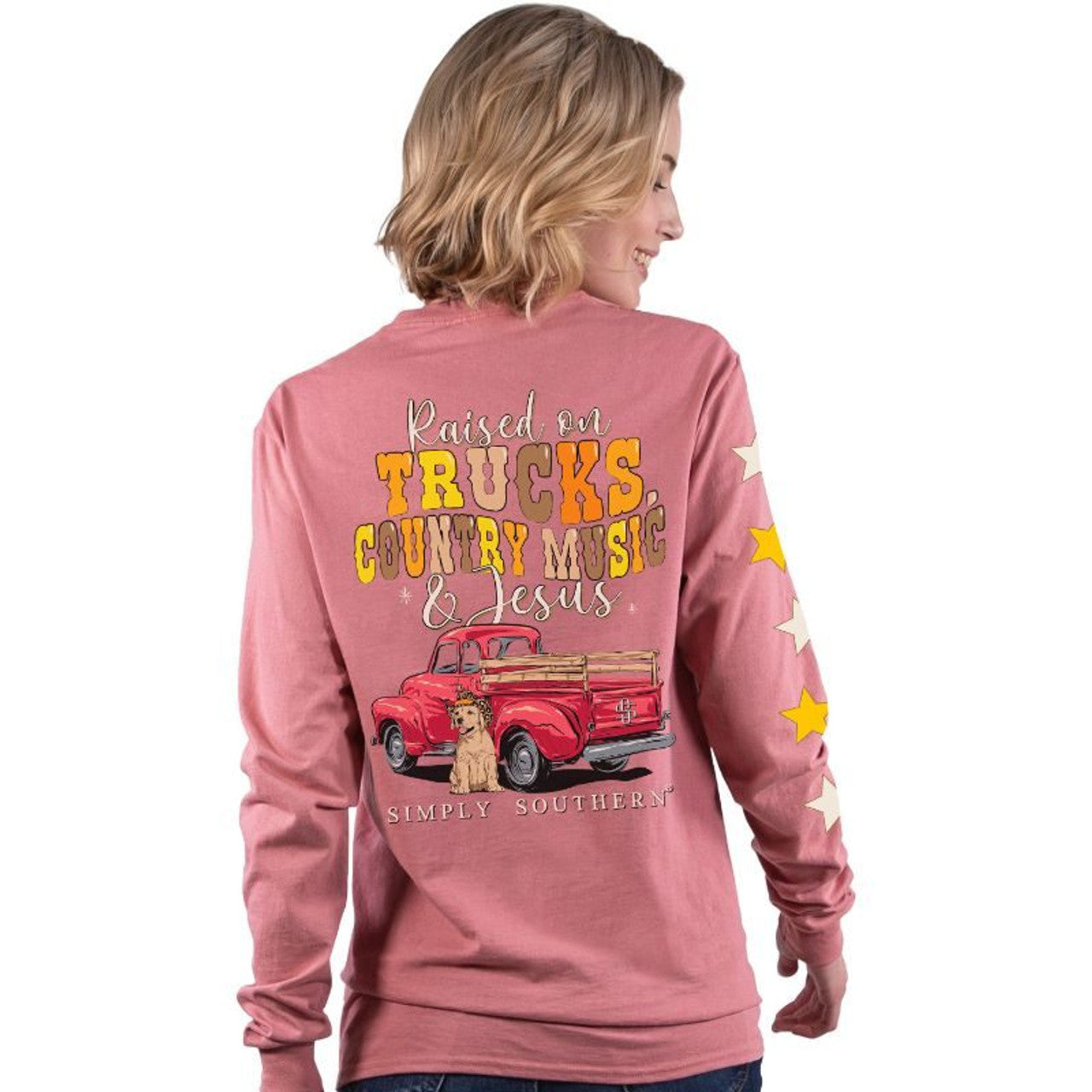 Simply Southern Long Sleeve Raised On Trucks, Country Music & Jesus
