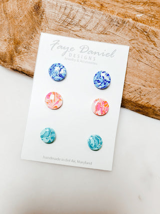 Marbled Stud Earrings - Bray and Em Boutique