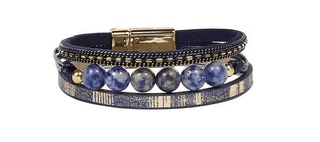 Multi - Strand Leather & Natural Stone Bracelet - Bray and Em Boutique