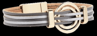 Multi - Strand Two Tone Leather & Double Circle Bracelet - Bray and Em Boutique