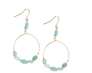 Natural Stone Bead Ring Hoop Earring - Bray and Em Boutique