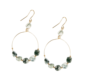 Natural Stone Bead Ring Hoop Earring - Bray and Em Boutique
