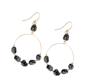 Natural Stone Bead Ring Hoop Earring - Bray and Em Boutique