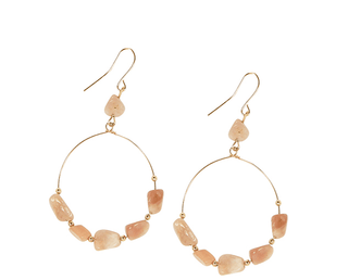 Natural Stone Bead Ring Hoop Earring - Bray and Em Boutique