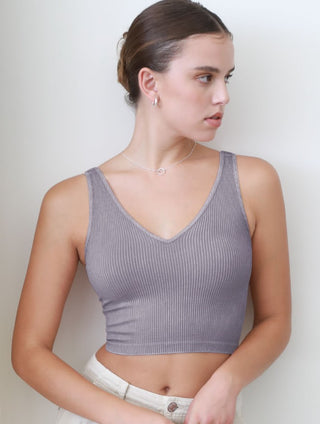 Vintage V Neck Crop Top