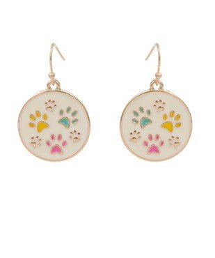 Paw Print Round Dangle Earrings - Bray and Em Boutique