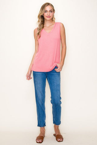 Poolside Pretty Sleeveless Ribbed V Neck - Bray and Em Boutique