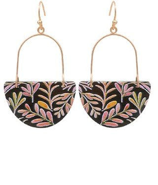 Printed Wood Wedge Earrings - Bray and Em Boutique