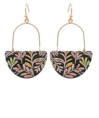 Printed Wood Wedge Earrings - Bray and Em Boutique