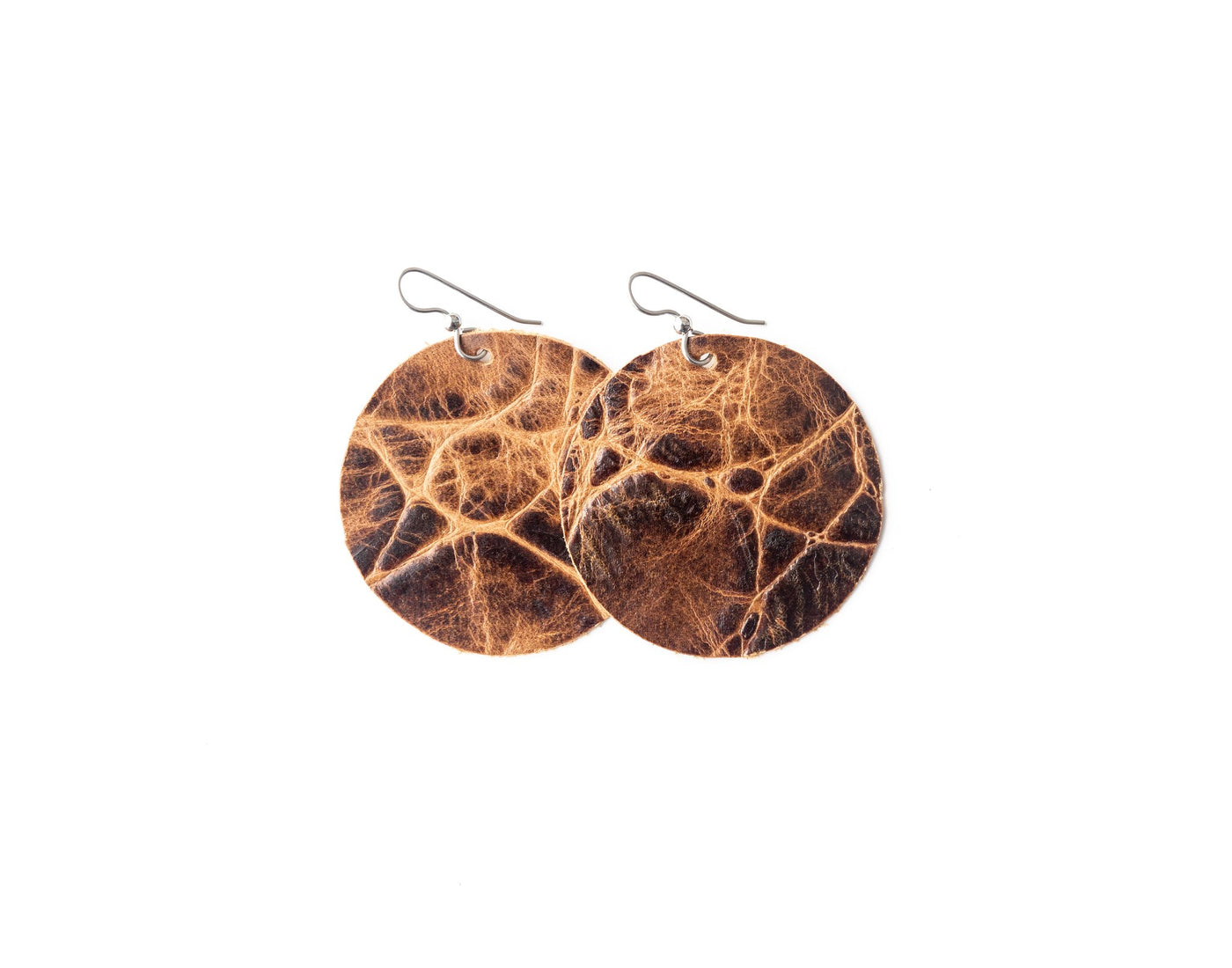 Round Leather Earrings