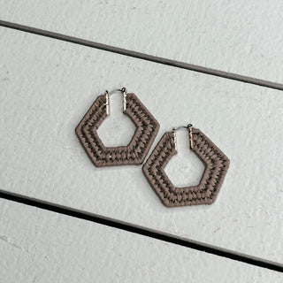Raffia Hexagon Hoop Earrings - Bray and Em Boutique