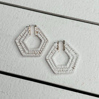 Raffia Hexagon Hoop Earrings - Bray and Em Boutique