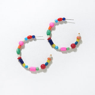 Rainbow Glass Bead Hoop Earrings - Bray and Em Boutique