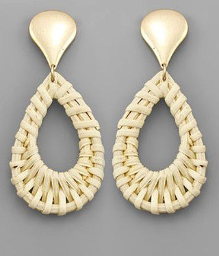 Rattan Teardrop Dangle Earrings - Bray and Em Boutique