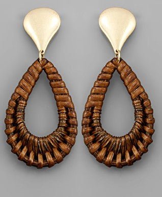 Rattan Teardrop Dangle Earrings - Bray and Em Boutique