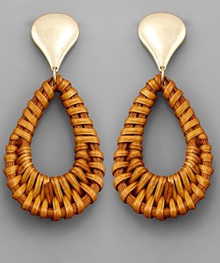 Rattan Teardrop Dangle Earrings - Bray and Em Boutique